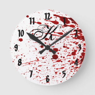 Horloge Ronde Personnalized Wall Clock Blood Splatter Vampire Go