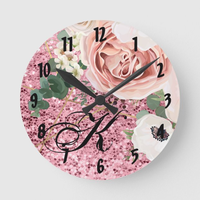 Horloge Ronde Personnalized Wall Clock Geometric Garden Rose Gli (Recto)