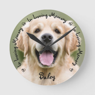Horloge Ronde Pet Memorial Chien Photo Animal Perdre dans la mém