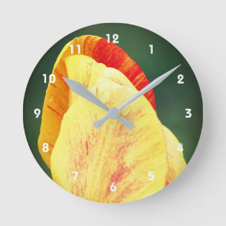 Horloge Ronde Pétales De Fleurs Tulipes Avec Arroses À La Pluie