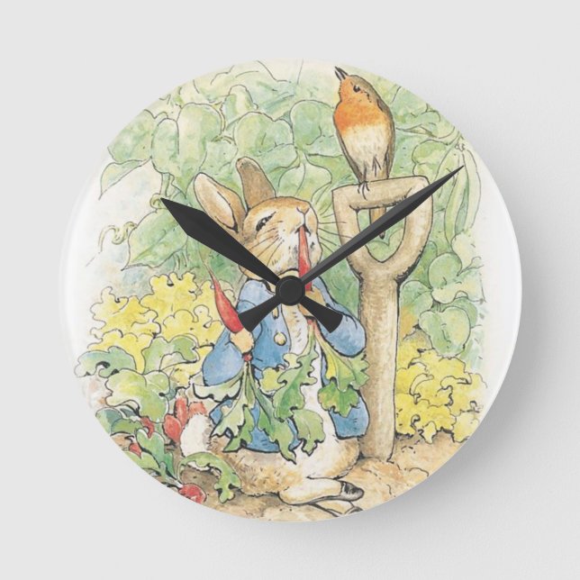 Horloge Ronde Peter Rabbit Dans Le Jardin - Beatrix Potter (Recto)