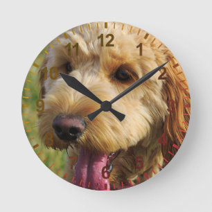 Horloge Ronde Petit chien doré