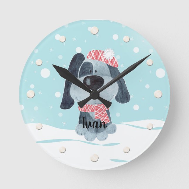Horloge Ronde Petit chiot, bébé (Recto)