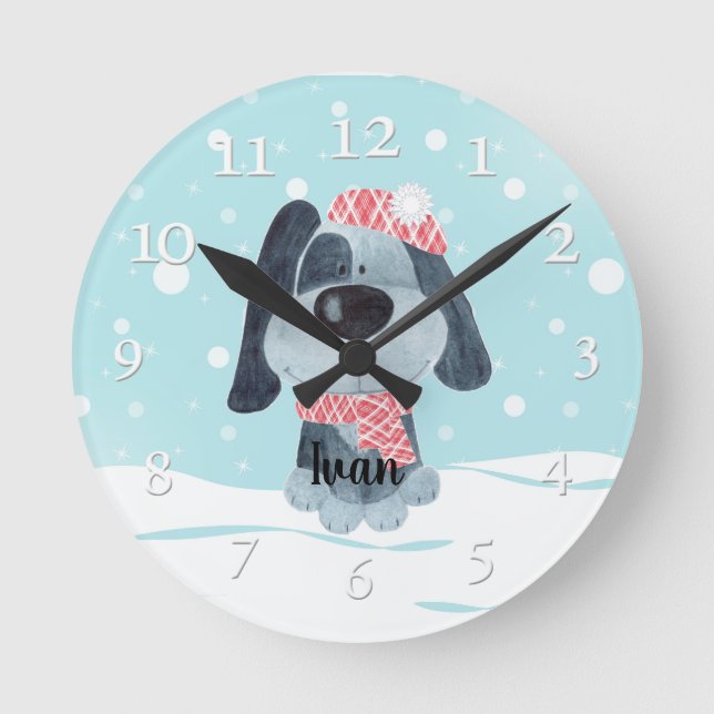 Horloge Ronde Petit chiot, bébé (Recto)