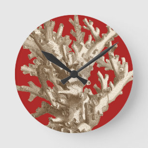 Horloge Ronde Petit corail en rouge