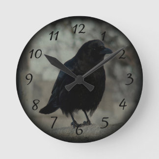Horloge Ronde Petit Corbeau foncé