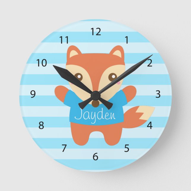 Horloge Ronde Petit Fox mignon pour la pièce d'enfants (Recto)