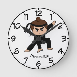 Horloge Ronde Petit garçon ninja mignon et drôle dessin animé Pe