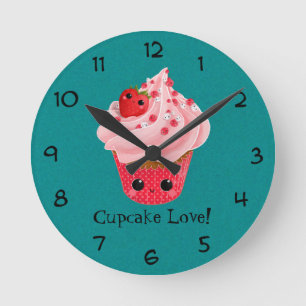 Horloge Ronde Petit gâteau mignon de fraise