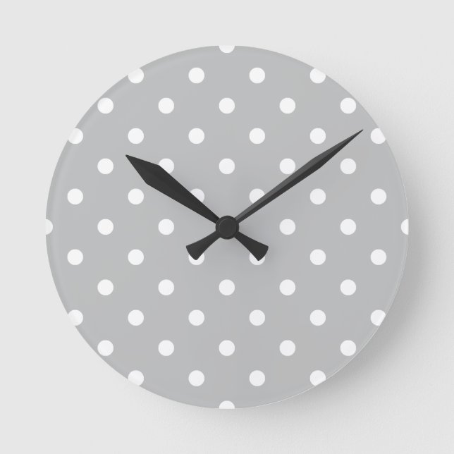 Horloge Ronde Petit pois - blanc sur gris-clair (Recto)