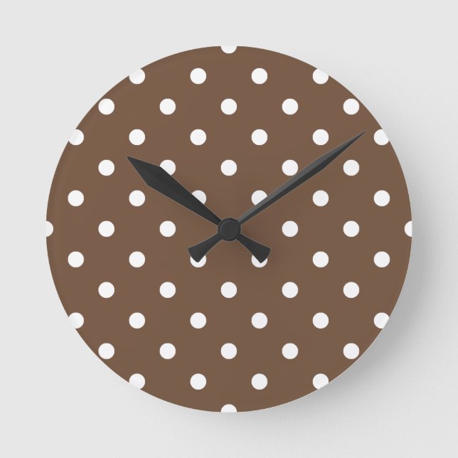 Horloge Ronde Petit pois - blanc sur le café (Recto)