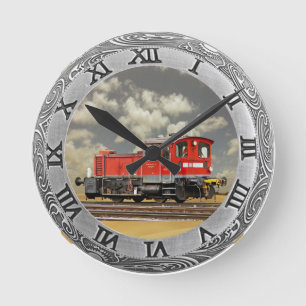 HORLOGE RONDE PETITE LOCOMOTIVE