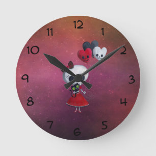 Horloge Ronde Petite Mlle Death Valentine Girl