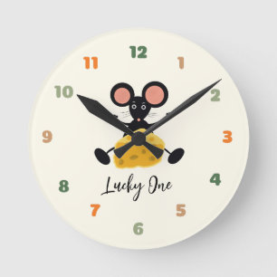 Horloge Ronde Petite souris au fromage