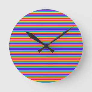 Horloge Ronde Petites bandes de couleurs arc-en-ciel