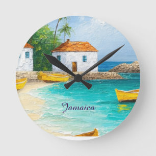 Horloge Ronde Petites maisons jamaïcaines et youyous