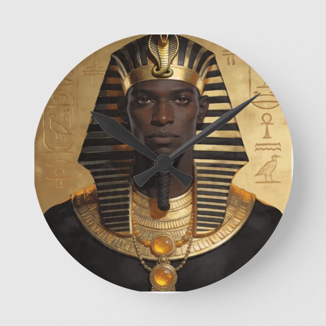 Horloge Ronde Pharaoh Energy — Ancient African King Modern Art  (Recto)