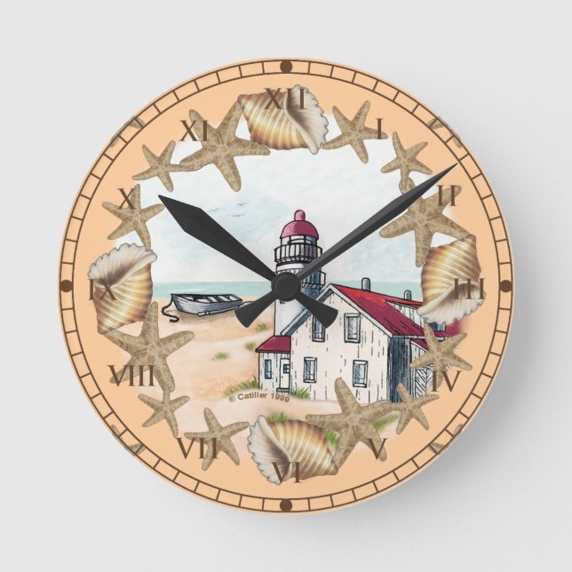 Horloge Ronde Phare Coquillage (Recto)
