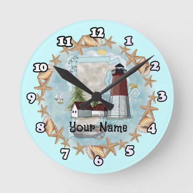 Horloge Ronde Phare de coquille de Rhode Island  (Recto)