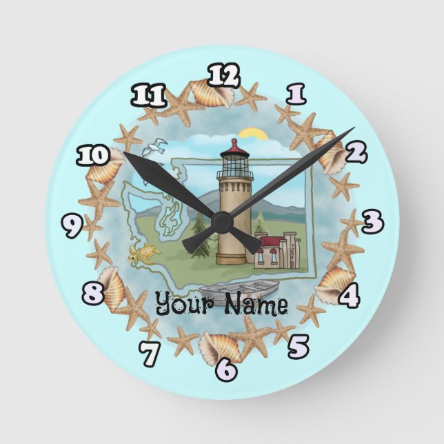 Horloge Ronde Phare de Washington Shells (Recto)