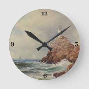 Horloge Ronde Phare maritime vintage Alfred Thompson Bricher