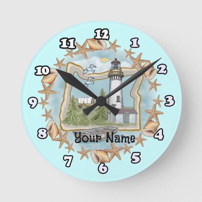 Horloge Ronde Phare Oregon Shells  (Recto)