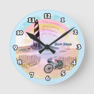 Horloge Ronde Phare tempétueux de vélo