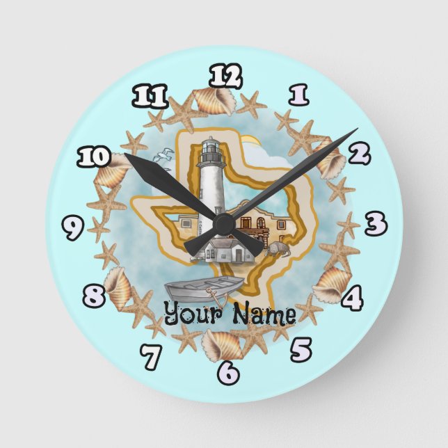 Horloge Ronde Phare Texas Shells  (Recto)