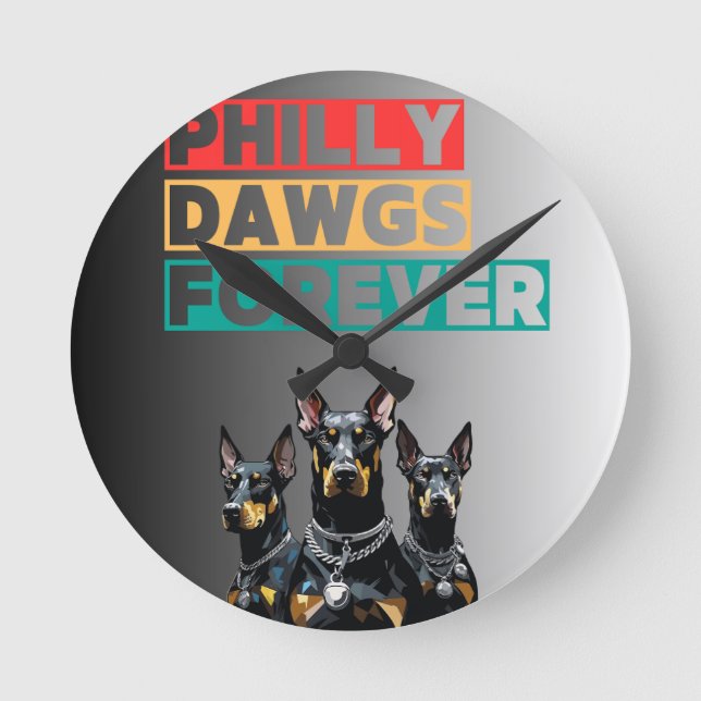 Horloge Ronde Philly Dawgs Forever Wall Clock – Philly Pride (Recto)