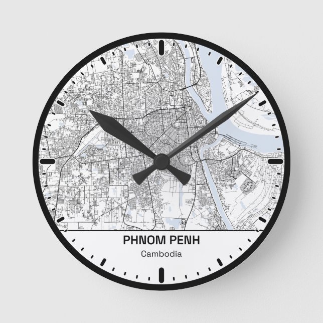 Horloge Ronde Phnom Penh Clock City Line Art (Recto)