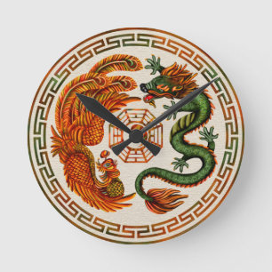 Horloge Ronde Phoenix and Dragon with bagua #3