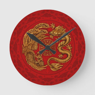 Horloge Ronde Phoenix and Dragon with bagua #4