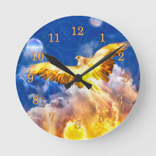 Horloge Ronde Phoenix Oiseau S'ÉLÈVE AU-DESSUS DE VOS PROBLÈMES