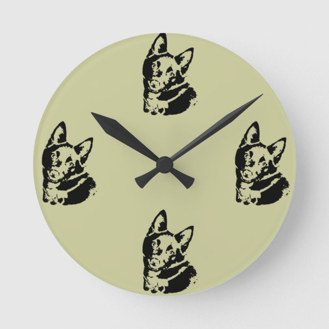 Horloge Ronde Photo de Chien Schipperke (Recto)
