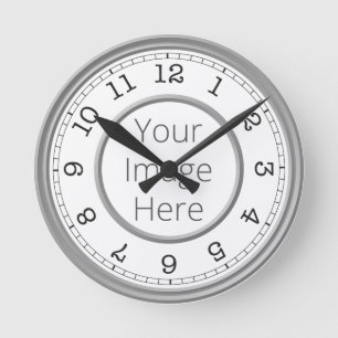 Horloge Ronde Photo de Custom Grey Modern Minimalist
