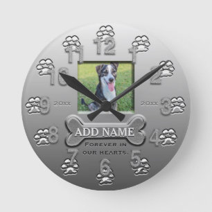Horloge Ronde Photo de Custom Silver Dog