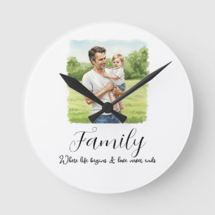 Horloge Ronde Photo de famille personnalisée