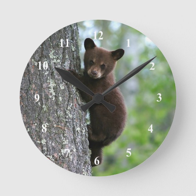 Horloge Ronde Photo de l'arbre de l'ours Brown (Recto)