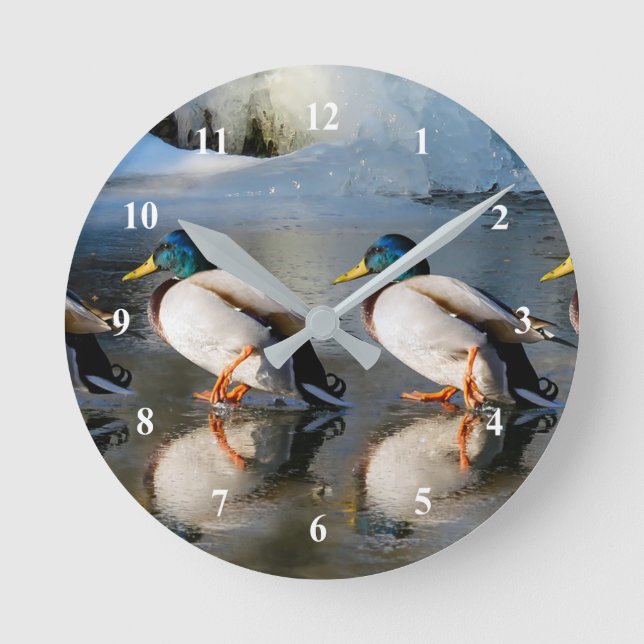 Horloge Ronde Photo de Mallard Ducks (Recto)