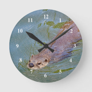 Horloge Ronde Photo de Otter Swimming Wildlife