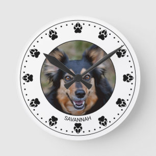 Horloge Ronde Photo de votre animal avec un cadran d'horloge à p