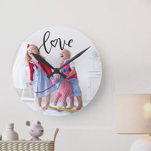 Horloge Ronde Photo d'enfants avec superposition de texte d'amou
