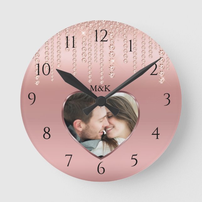 Horloge Ronde Photo en Or Rose (Recto)