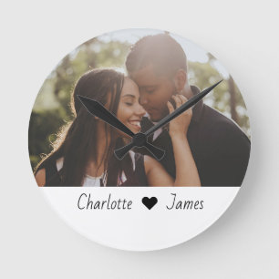 Horloge Ronde Photo Et Texte Personnalisés