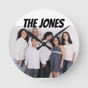 HORLOGE RONDE PHOTO FAMILIALE PERSONNALISÉE - AJOUTER PHOTO