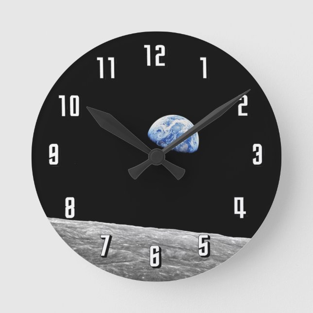 Horloge Ronde Photo lunaire d'orbite de lune de la NASA Apollo 8 (Recto)