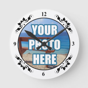 Horloge Ronde Photo Personalized Fancy Frame
