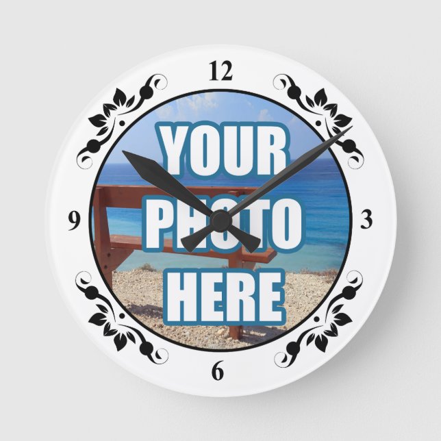 Horloge Ronde Photo Personalized Fancy Frame (Recto)