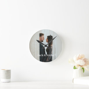 Horloge Ronde Photo personnalisée et nom Couple Pocket Watch