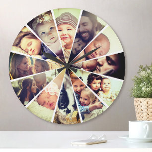 Horloge Ronde Photo personnalisée Fun Filtre lumineux Famille En